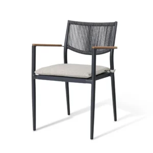 Milos chair front view – The Milos chair adds modernity and comfort to your dining space. Constructed with aluminum…